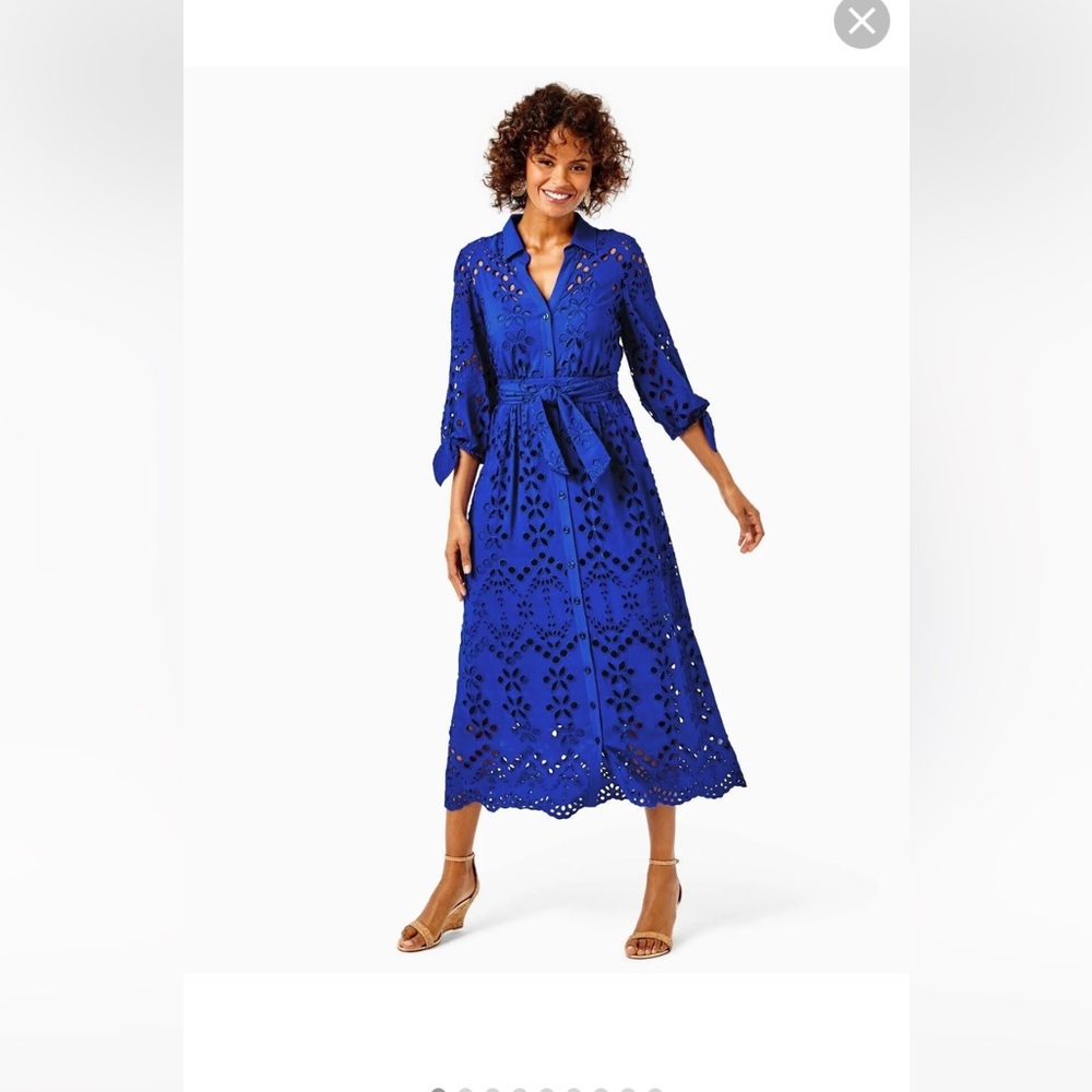 Lilly Pulitzer Amrita Eyelet Midi Dress - Borealis Blue Soiree Eyelet